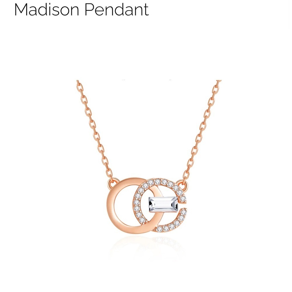 NIC & SYD Rose Gold Necklace w/ Swarovski Crystal Interlocking Circles